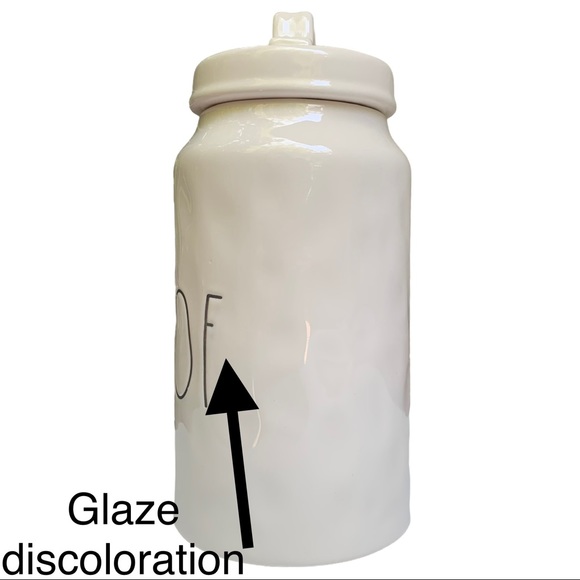 Rae Dunn WOOF Canister Dog Treat Jar White Black Letters Dimples NWT 2017 OG - Picture 4 of 14